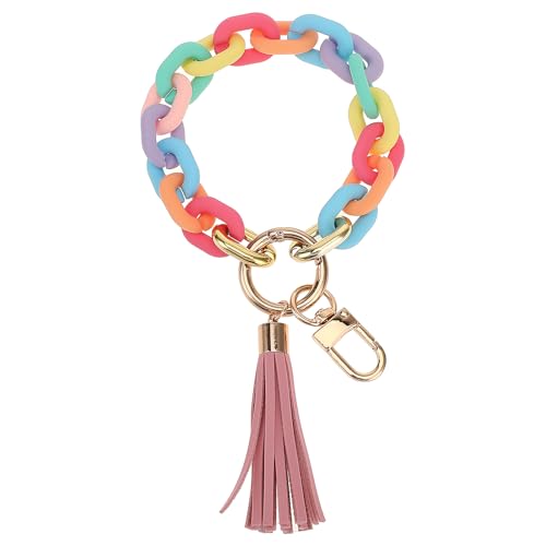 KALIONE Schlüsselanhänger Damen Armband süßer Schlüsselanhänger, klobiger Kettenglieder-Schlüsselbund, Boho Moderner Auto-Schlüsselanhänger, Acryl-Schlüsselring-Armband, süßer Auto-Schlüsselanhänger von KALIONE