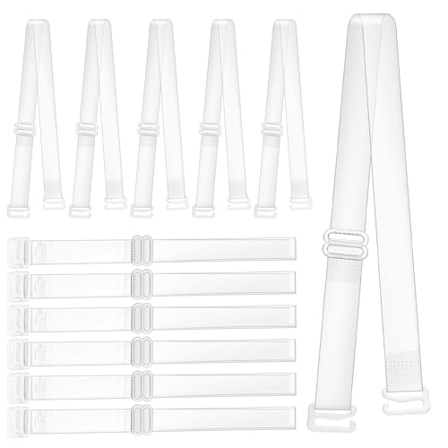 Transparente BH-Träger, 6 Paar unsichtbare BH-Träger rutschfeste transparente BH-Träger 15 mm dünne TPU-Träger Tanz-BH klare Träger verstellbare klare Schultergurte Ersatz für Frauen Mädchen von KALIONE