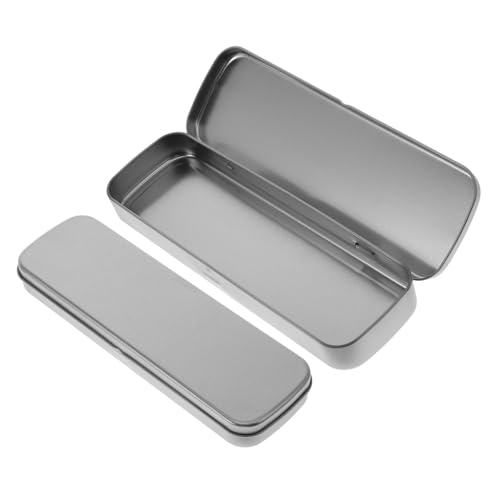 KALLORY Federmäppchen Aus Metall Für Die Schule Federmäppchen Für Kinder Weißblechmaterial Silberne Stifthalter Federmäppchen-Set von KALLORY