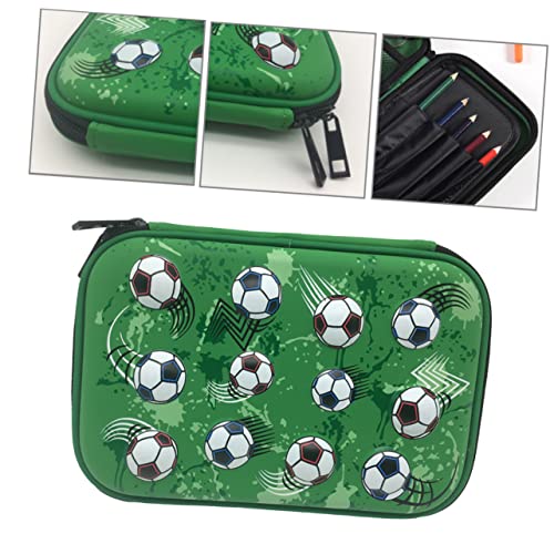 KALLORY Federmäppchen Für Jungen Und Mädchen Fußball-Design Eva-Material Leicht Zu Öffnender Reißverschluss Grün von KALLORY