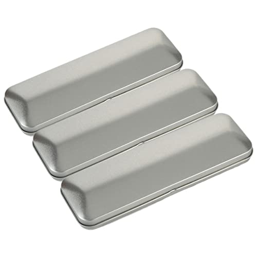 KALLORY 3 Stück Flip Stationery Box Federmäppchen Ästhetik Fall Schreibwaren Blau Stiftbehälter Federmäppchen für die Schule Bleistiftfälle Stift- und Bleistiftkoffer Etui Weißblech Silber von KALLORY