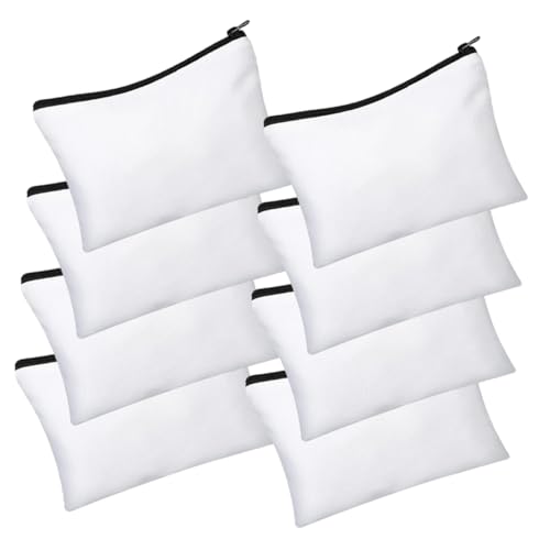 KALLORY Leeres Canvas-Make-up-Taschen-Set 8-teilig Wärmeübertragungstasche Federmäppchen Sublimations-Make-up-Organizer Reise-reißverschlusstasche von KALLORY