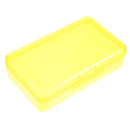 KALLORY Hartes Federmäppchen tragbares Federmäppchen Schreibtisch-Organizer Kartenhalter Storage Boxes aufbwahrungs-Box schreibwaren Stift-Organizer Bleistiftbehälter Plastik Yellow von KALLORY