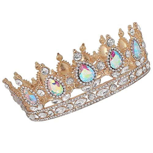 KALLORY Königliche Königin Krone Barocke Königin Krone Vintage Krone Vintage Barocke Prinzessin Krone Strass Hochzeit Krone Braut Tiaras Prinzessin Volle Runde Diademe Kopfbedeckungen von KALLORY