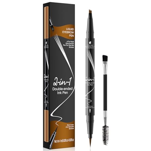 Augenbrauenstift - Wasserfester Microblading Eyebrow Pen 2-in-1 Dual-Ended 3d Augenbrauenstift mit 4 Gabelspitzen für einen natürlichen Look und ein langanhaltendes Ergebnis von KALOEY