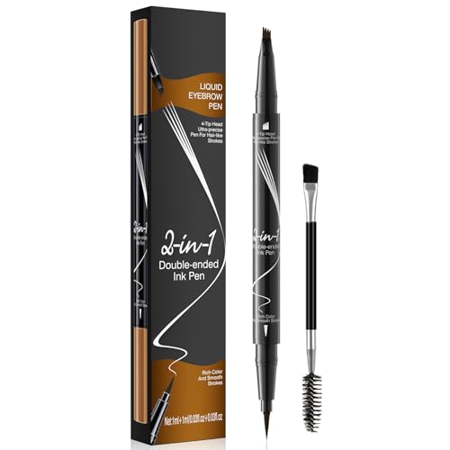 Augenbrauenstift - Wasserfester Microblading Eyebrow Pen 2-in-1 Dual-Ended 3d Augenbrauenstift mit 4 Gabelspitzen für einen natürlichen Look und ein langanhaltendes Ergebnis von KALOEY