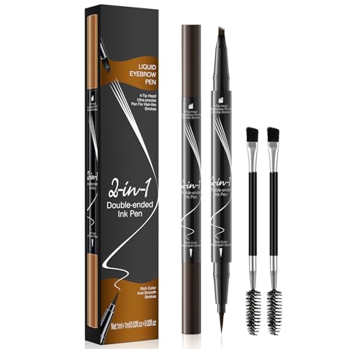 Augenbrauenstift - Wasserfester Microblading Eyebrow Pen 2-in-1 Dual-Ended 3d Augenbrauenstift mit 4 Gabelspitzen für einen natürlichen Look und ein langanhaltendes Ergebnis von KALOEY
