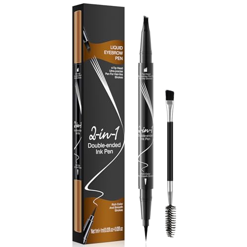 Augenbrauenstift - Wasserfester Microblading Eyebrow Pen 2-in-1 Dual-Ended 3d Augenbrauenstift mit 4 Gabelspitzen für einen natürlichen Look und ein langanhaltendes Ergebnis von KALOEY