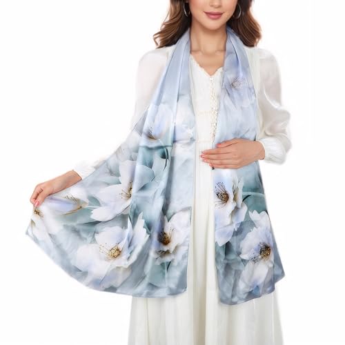 KALOEY Seidenschals Damen 100% Seide, Weich & Komfortabel Seidentuch Multifunktion Silk Ccarf Halstuch Tuch Damen Geschenke- 55 * 173cm von KALOEY