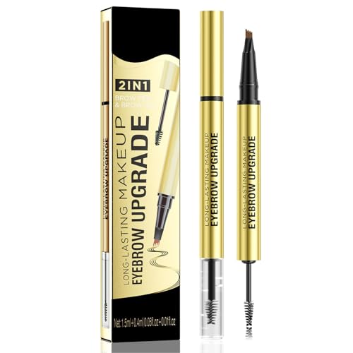 Wasserfester Augenbrauenstift - Microblading Eyebrow Pen 2-in-1 Dual-Ended 3d Augenbrauenstift mit 4 Gabelspitzen für einen natürlichen Look und ein langanhaltendes Ergebnis von KALOEY