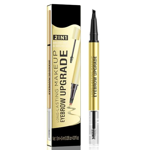 Wasserfester Augenbrauenstift - Microblading Eyebrow Pen 2-in-1 Dual-Ended 3d Augenbrauenstift mit 4 Gabelspitzen für einen natürlichen Look und ein langanhaltendes Ergebnis von KALOEY