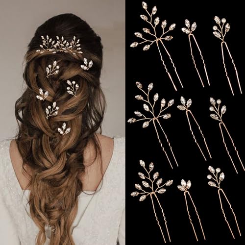 9 Stück Gold Haarnadeln Strass Braut Haarteil für Frauen Kristall Haarschmuck für Braut Brautjungfern 9 Stück Gold Haarnadeln Strass Braut Haarteil für Frauen Kristall Haarschmuck für Braut Brautjungfern von KALOLIA