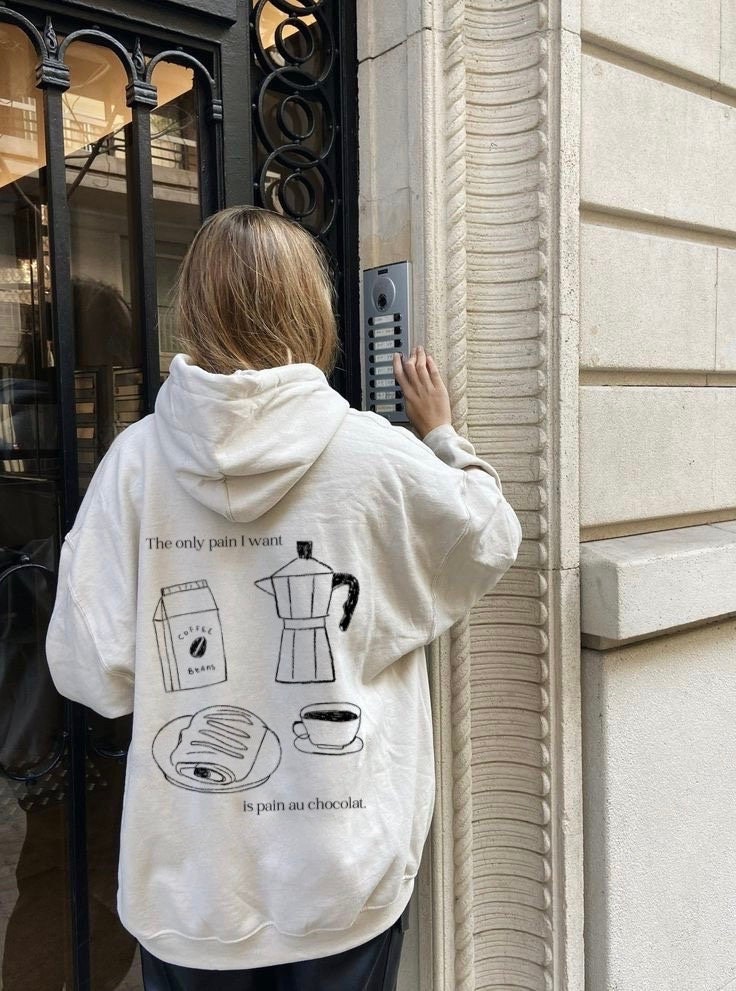 The Only Pain I Want Is Au Chocolat Hoodie // Croissant Oversized Sweater Pinterest Aesthetic Coffee Trendy Pullover von KALOStudios
