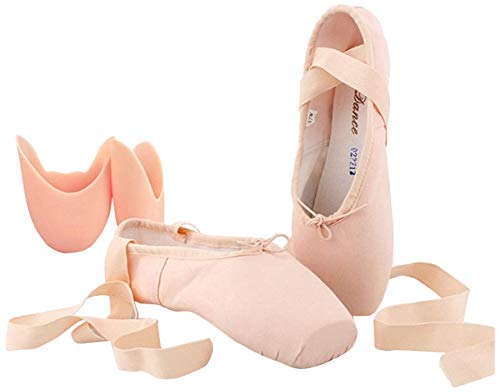 KALUNBS Damen Mädchen Spitzenschuhe Ballettschläppchen Ballettschuhe Tanzschuhe Ballett Trainings Schläppchen von KALUNBS