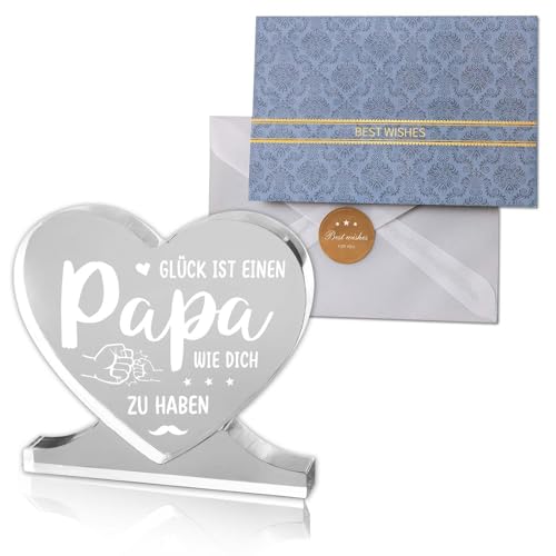 Vatertagsgeschenk für Papa von Tochter Sohn,Papa Geschenk Herzförmiges Acryl Dekoration Geschenk Herzförmiges Acryl-Plakette Dekoration Geschenke für Väter Schönes Geschenk von KALUROIL