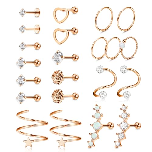 KALVICA 22Pcs Conch Piercing CZ Helix Piercings Set Klein Tragus Piercing Ohr Schmuck für Damen von KALVICA