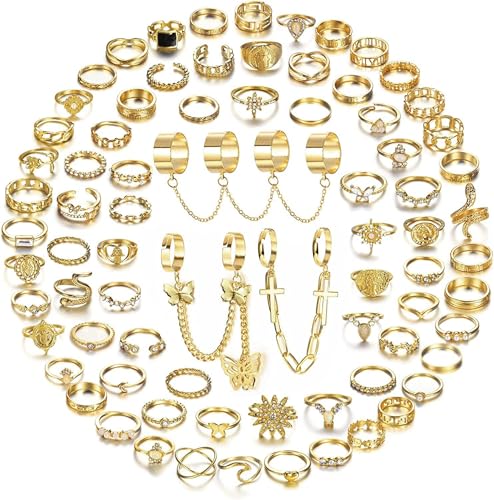 KALVICA 79-128 Stück Boho Fingerringe Set für Damen Herren Mädchen Knöchel Ringe Set Silber Gold Stapelbare Midi Ringe Set Verstellbarer Open Knuckle Ringe Modeschmuck Geschenk KALVICA 79-128 Stück Boho Fingerringe Set für Damen Herren Mädchen Knöchel Ringe Set Silber Gold Stapelbare Midi Ringe Set Verstellbarer Open Knuckle Ringe Modeschmuck Geschenk von KALVICA