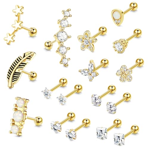 KALVICA 9-24Pcs Conch Piercing CZ Helix Piercings Set Klein Tragus Piercing Ohr Schmuck für Damen von KALVICA