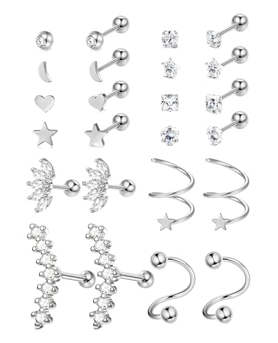 KALVICA 9-24Pcs Conch Piercing CZ Helix Piercings Set Klein Tragus Piercing Ohr Schmuck für Damen von KALVICA