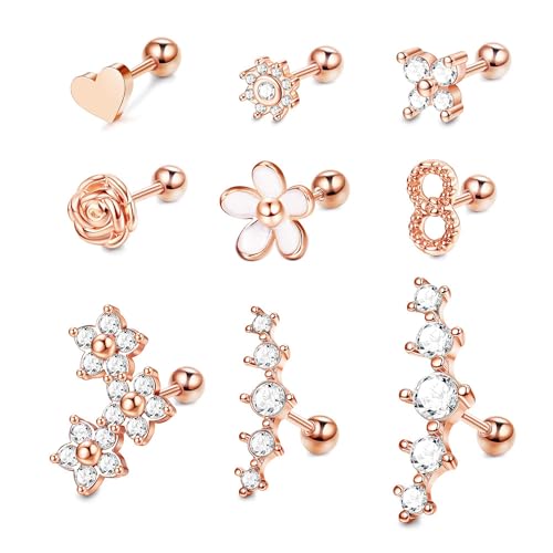 KALVICA 9-24Pcs Conch Piercing CZ Helix Piercings Set Klein Tragus Piercing Ohr Schmuck für Damen von KALVICA