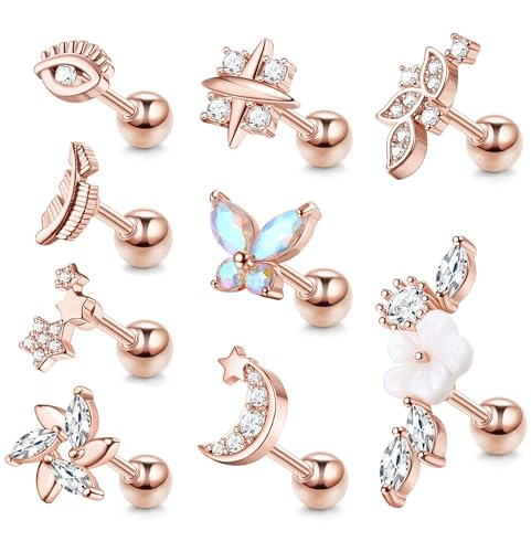 KALVICA 9-24Pcs Conch Piercing CZ Helix Piercings Set Klein Tragus Piercing Ohr Schmuck für Damen von KALVICA