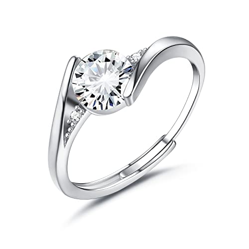 KALVICA 925 Sterling Silber Ringe für Damen Verlobungsring Ehering mit Weiß Zirkonia Trauringe Eternity Promise Ringe Silber Antragsring Hochzeitsringe Verstellbarer von KALVICA