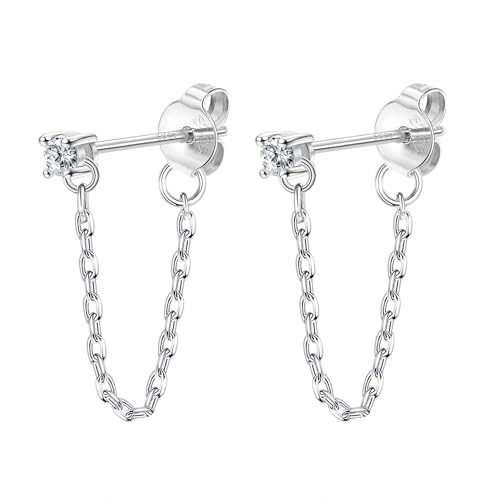 KALVICA 925 Sterling Silber Ohrringe mit Kette für Damen - Hängende Zirkonia Schmetterling Herz Ohrringe Schmuck von KALVICA