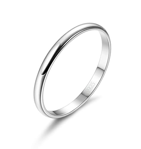 KALVICA 925 Sterling Silber Ringe Trauringe Hochglanzpolierter Ring Silber Knuckle stapelbare Ringe Damen Herren Verlobungsringe Partnerringe Freundschaftsringe 2 mm schmale Ringgrößen 57 von KALVICA