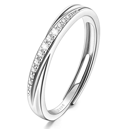 KALVICA 925 Sterling Silber Ringe für Frauen Damen Silber verstellbarer Ring mit Zirkonen Hochzeit Versprechen Ewigkeit Ring für Frauen von KALVICA