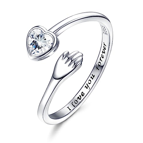 KALVICA 925 Sterling Silber Verlobungsring Paar Öffnen Einstellbar Umarmung Partnerringe Freundschaftsringe von KALVICA