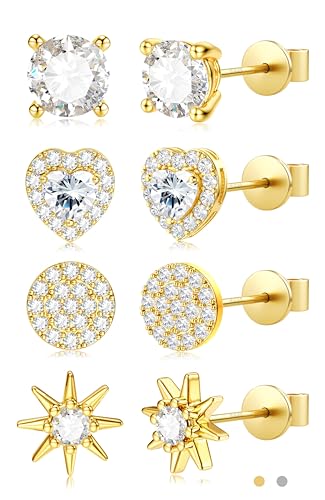 KALVICA Ohrstecker Silber 925 Damen Set Ohrringe Silber 925 Gold, 16 Karat Vergoldete Ohrringe mit 5A+ Zirkonia, Hypoallergen Kleine Damenohrringe Schmuck Damen KALVICA Ohrstecker Silber 925 Damen Set Ohrringe Silber 925 Gold, 16 Karat Vergoldete Ohrringe mit 5A+ Zirkonia, Hypoallergen Kleine Damenohrringe Schmuck Damen von KALVICA