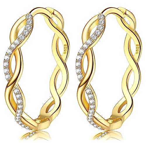 KALVICA 925 Sterling Silber Creolen Ohrringe für Damen Mädchen Hypoallergen Klein Schlafen Creolen Ohrringe mit AAA Zirkonia Kreolen Ohrringe Gold Silber 20/30MM von KALVICA