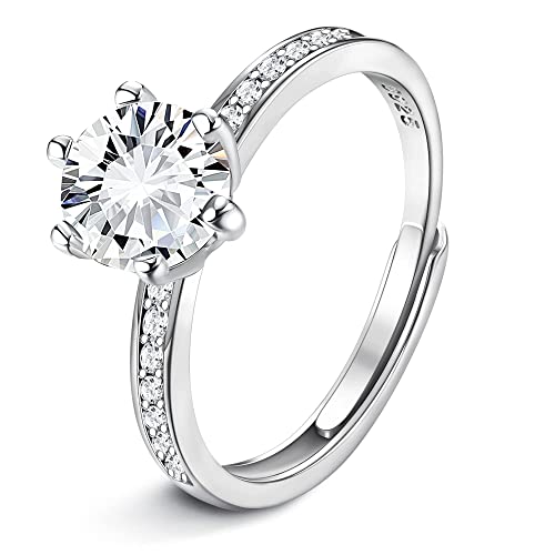 KALVICA 925 Sterling Silber Verlobungsring Damen Frauen Attract Ring Zirkonia Intarsien Silberringe Damen 925 Rundschliff Eheringe Ewigkeitsring mit Zirkonia Schmuck Geschenk von KALVICA