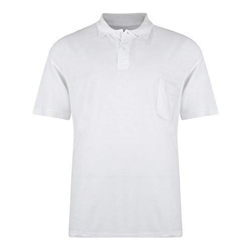 Kam Herren Übergröße Baumwoll-Polyester Einfarbig Pique Polohemd mit Tasche (501) Größen 2XL bis 8XL, Mehrere Optionen - Weiß, 8XL (76-78 Inch) von KAM Clothing Company