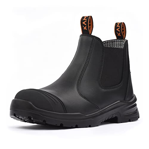 KAM-LITE Arbeitsschuhe Herren Sicherheitsschuhe Rutschfeste Stahlkappe Wasserdichte Atmungsaktive Arbeitsstiefel Leder von KAM-LITE