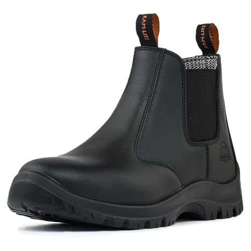 KAM-LITE Sicherheitsschuhe Herren S3 rutschfest Leder Sicherheitsstiefel Wasserdicht Stahlkappe Arbeitsschuhe atmungsaktiv leicht Arbeitsstiefel von KAM-LITE