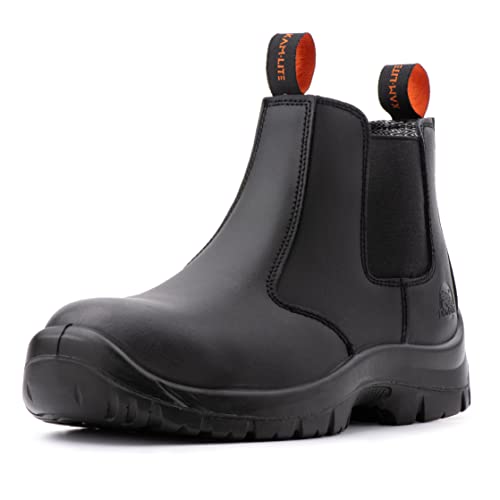 KAM-LITE Sicherheitsschuhe Herren S3 rutschfest Leder Sicherheitsstiefel Wasserdicht Stahlkappe Arbeitsschuhe atmungsaktiv leicht Arbeitsstiefel von KAM-LITE