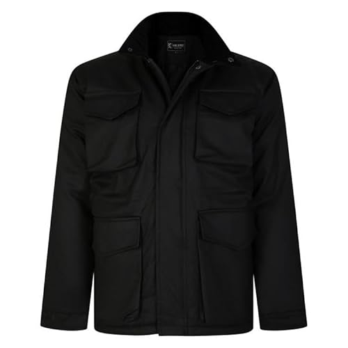 KAM Jacke in Wachsoptik, lässig, mehrere Taschen, durchgehender Reißverschluss, Schwarz, Übergröße, Größe XXL - 8XL, KV127, Schwarz , 4XL Plus von Kam