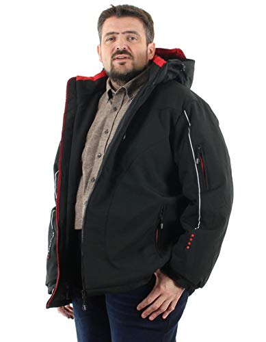 KAM wasserfest weich gepolstert Performance Jacke mit Abnehmbarer Kapuze (kv59) Größen 2XL bis 8XL - Schwarz, Schwarz, 7XL (Chest 72-74 Inches) von KAM