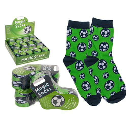 KAMACA 4er Set Magische Socken für Kinder Kindersocken mit Baumwolle Party Mitgebsel Kindergeburtstag Magic Socks (4er Set Kindersocken Fussball) von KAMACA