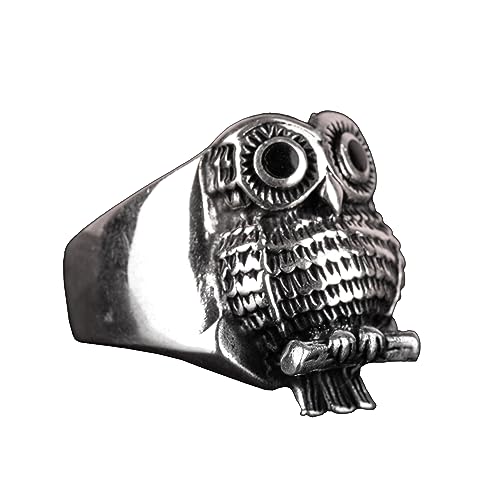 KAMBO Herren-Eulen-Ring, handgefertigt, massives 925er-Sterlingsilber, Tierschmuck, einzigartiges Eulen-Design, Silber, Kein Edelstein KAMBO Herren-Eulen-Ring, handgefertigt, massives 925er-Sterlingsilber, Tierschmuck, einzigartiges Eulen-Design, Silber, Kein Edelstein von KAMBO