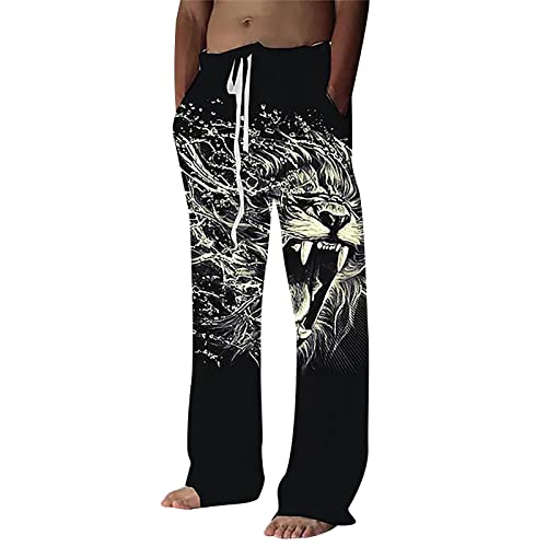 Herren Totenkopf Printedi Casual Baggy Jogginghose Vintage Hip Hop 90er Dance Skateboard Denim Hose Graphric Sport Jogging Hosen Fashion Party Festival Hosen Halloween Hosen von KAMEIMEI