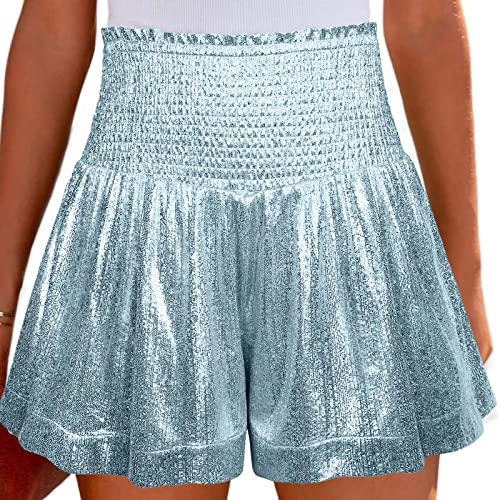 KAMEIMEI Kurzes Kleid Damen Glitzer Frauen Sequin Shine Glitter Shorts Paillette Hot Pants Seitlich Lace Up Shorts Kurze Hose Party Tanz Festival Nachtclub Kostüm von KAMEIMEI