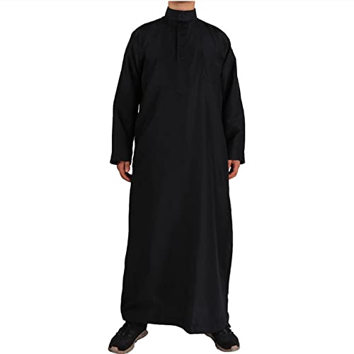 KAMEIMEI Muslimische Kleider Herren Ethnischen Kleidung Islamischen Dubai Lose Herren Nachthemd Ethnischen Kleidung Robe mit Knopf Tasche Stehender Kragen Reißverschluss von KAMEIMEI