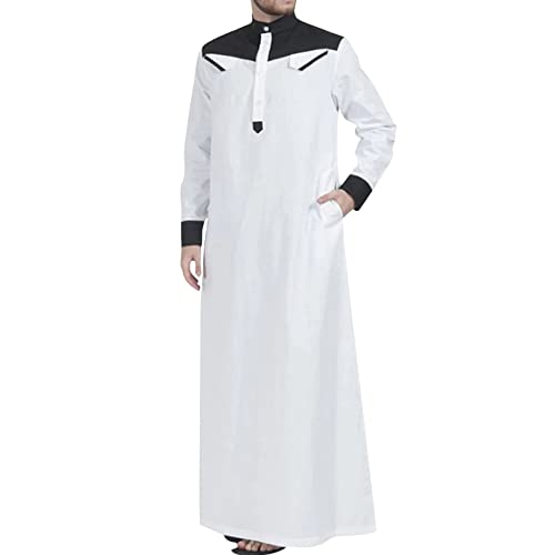 KAMEIMEI Muslimische Kleider Herren Islamische Maxikleid Kaftan Abaya Muslimische Kleidung Männer, Reißverschluss Rundhals Islamische Gebetskleidung Herren-Muslimische Kleider von KAMEIMEI