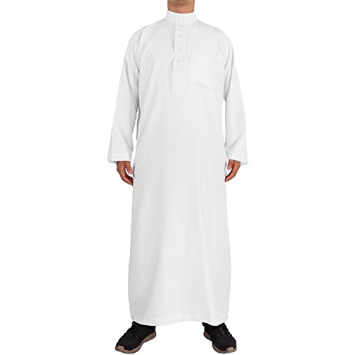 KAMEIMEI Muslimische Robe Herren Arabische Männer Thobe Langarm Muslimischen Nahen Osten Saudi Kaftan Kandoura Islamischen Dubai Ethnischen Kleidung Robe von KAMEIMEI