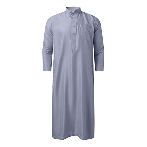 KAMEIMEI Muslimische Robe Herren Einfarbig muslimisches Kleid Islamischen Dubai Männer-Muslimische Kleider Ethnische Maxikleid Ramadan Roben Taiji Kleidung von KAMEIMEI