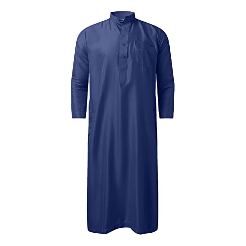 KAMEIMEI Muslimische Robe Herren Einfarbig muslimisches Kleid Islamischen Dubai Männer-Muslimische Kleider Ethnische Maxikleid Ramadan Roben Taiji Kleidung von KAMEIMEI