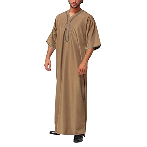 KAMEIMEI Muslimische Robe Herren Einfarbig muslimisches Kleid Islamischen Dubai Männer-Muslimische Kleider Ethnische Maxikleid Ramadan Roben Taiji Kleidung von KAMEIMEI