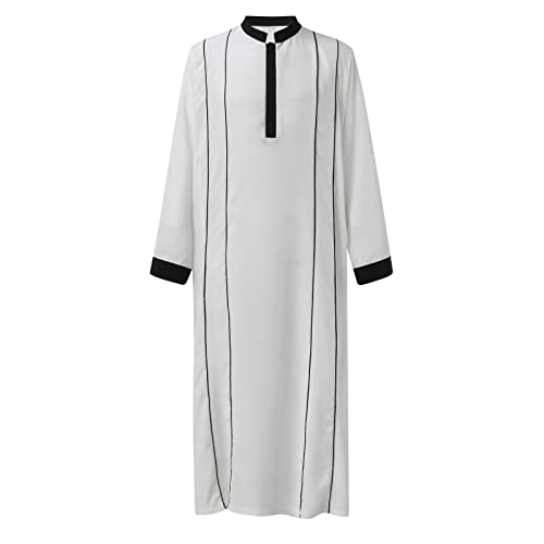 KAMEIMEI Muslimische Robe Herren Einfarbig muslimisches Kleid Islamischen Dubai Männer-Muslimische Kleider Ethnische Maxikleid Ramadan Roben Taiji Kleidung von KAMEIMEI